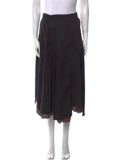 Pre-owned Uma Wang Raw-edge Trim Midi Length Skirt In Black