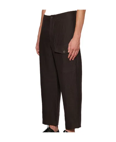 Uma Wang Rear Elastic Waist Casual Pants In Black