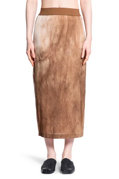 Uma Wang Rear Slit Glow Skirt In Brown