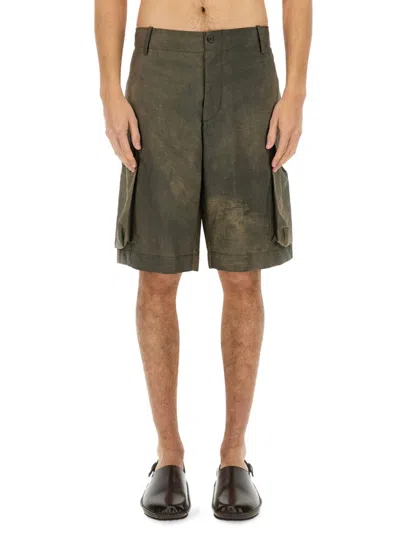 Uma Wang Relaxed-fit Cargo Shorts With Textured Fabric In Grey