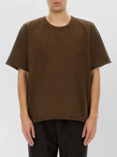 Uma Wang Relaxed Fit Cotton T Shirt Round Neck In Brown