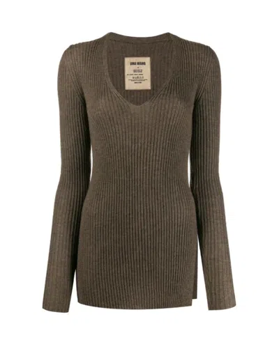 Uma Wang Rib Knitted Pullover In Brown