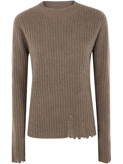 Uma Wang "rib Top" Long Sleeve In Brown