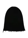 Uma Wang Cashmere Hat With Frayed Edges In Black