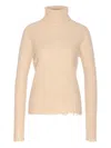 Uma Wang High Neck Turtleneck Knitwear With Distressed Ribbed Texture In Neutral