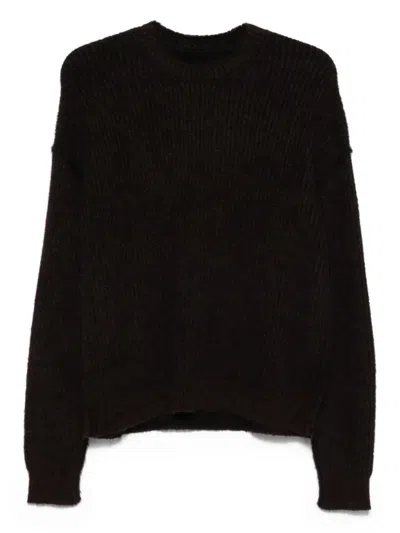 Uma Wang Ribbed Crew-neck Sweater In Black