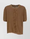 Uma Wang Ribbed Crewneck Knitwear Fringes In Brown