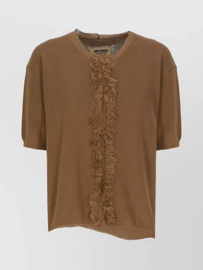 UMA WANG RIBBED CREWNECK KNITWEAR FRINGES
