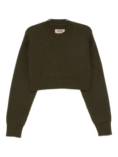 Uma Wang Ribbed Cropped Sweater In Brown
