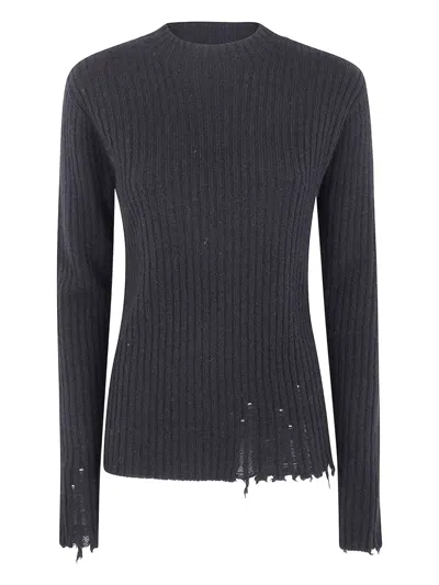 UMA WANG RIBBED FRAYED-HEM SWEATER