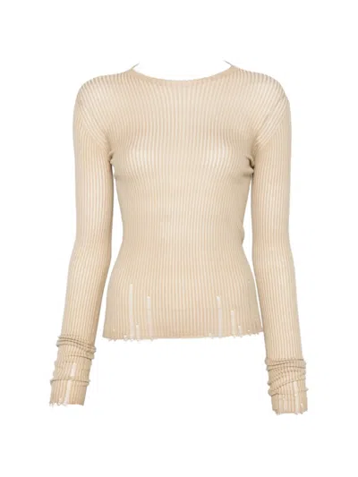 Uma Wang Ribbed Frayed Top In Multi