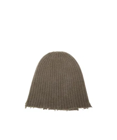 Uma Wang Ribbed Knit Hat In Brown
