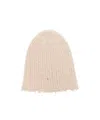 Uma Wang Ribbed Frayed Beanie Hat In Sand