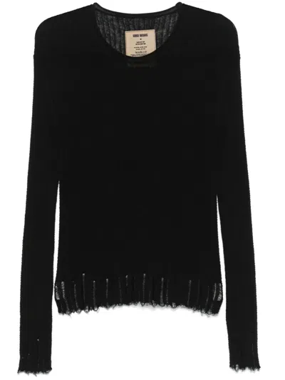 Uma Wang Ribbed-knit Sweater In Black