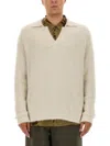 Uma Wang Ribbed Knit Sweater In Luxurious Wool Blend In Neutral