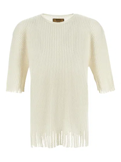 Uma Wang Ribbed-knit T-shirt In Neutrals