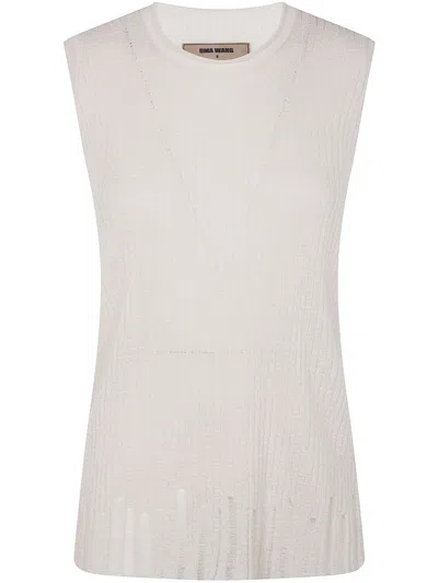 Uma Wang Ribbed Knit Tank Top In White
