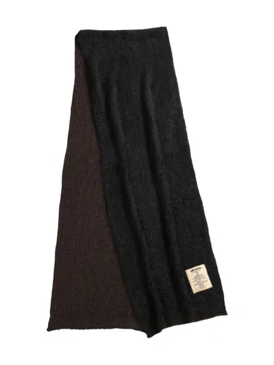Uma Wang Ribbed-knit Two-tone Scarf In Brown