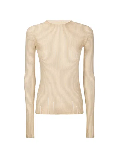 Uma Wang Ribbed Long-sleeve Top In Neutral