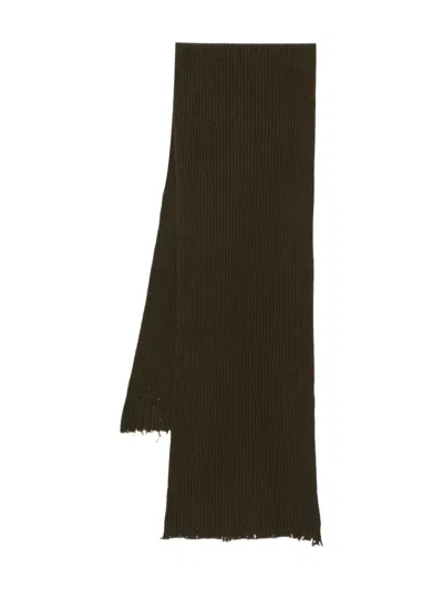 Uma Wang Ribbed Scarf With Fringed Edges In Green