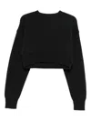 Uma Wang Cropped Ribbed Knit Sweater In Black