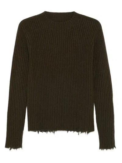 UMA WANG RIBBED SWEATER WITH FRAYED EDGES