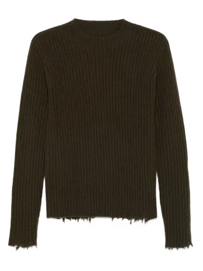 UMA WANG UMA WANG RIBBED SWEATER WITH FRAYED EDGES