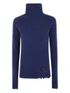 Uma Wang Ribbed Turtleneck Sweater In Blue