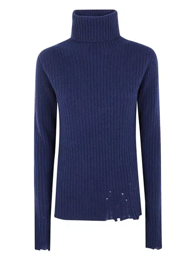 Uma Wang Ribbed Turtleneck Sweater In Blue