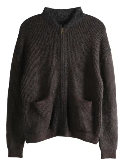 Uma Wang Ribbed Zip-front Cardigan In Black