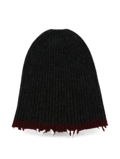 Uma Wang Ribbed-knit Distressed Beanie Hat In Multi