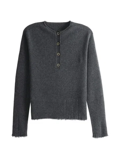 Uma Wang Ribbed-knit Distressed Sweater In Green