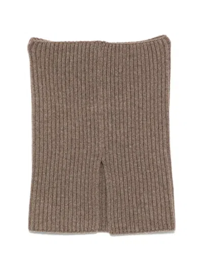 Uma Wang Ribbed-knit Snood Scarf In Brown