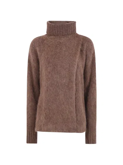 Uma Wang Roll-neck Alpaca-wool Sweater In Brown