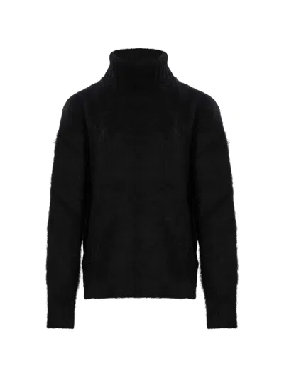 Uma Wang Roll-neck Brushed Sweater In Black