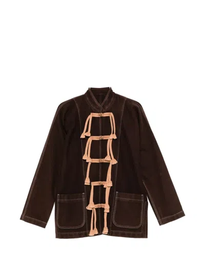 Uma Wang Rope-trim Toggle Jacket In Brown