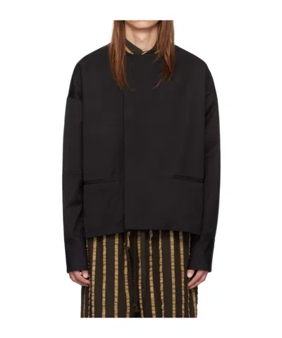 Uma Wang Round Collar And Long-sleeved Shirt In Black