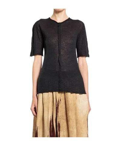 Uma Wang Short Sleeved Knitted Top In Black
