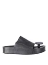 Uma Wang Toe Round Head Slippers In Black