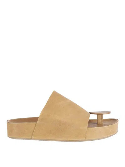 Uma Wang Round-toe Platform Slippers In Brown
