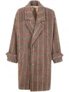 Uma Wang Checked Wool Coat In Brown
