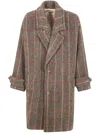 Uma Wang Checked Wool Coat In Brown