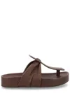 Uma Wang Flat Slide Sandals Open Square Toe Strap In Brown
