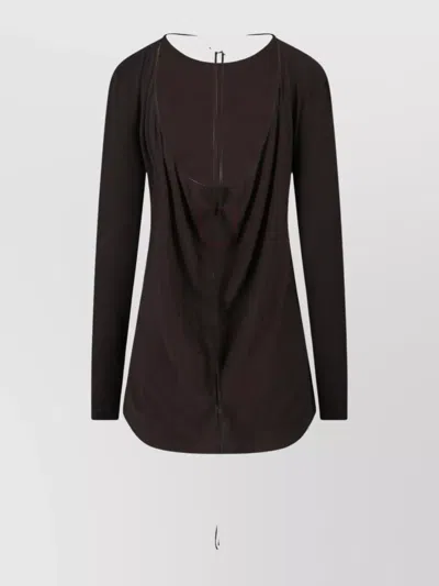 Uma Wang Scoop Neck Backless Top With Tie Detail In Brown