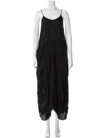 Pre-owned Uma Wang Scoop Neck Long Dress In Black