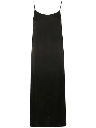 Uma Wang Scoop Neck Midi Slip Dress In Black
