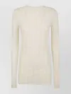 Uma Wang Sheer Textured Round Neck Long Sleeve Top In Neutral