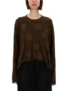 Uma Wang Polka Dot Detailed Crewneck Knitted Top In Brown
