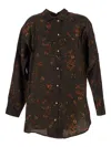 Uma Wang Brown Twill Tyesha Printed Shirt In Brown