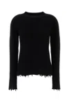 Uma Wang Ribbed Frayed Cashmere Sweater In Black